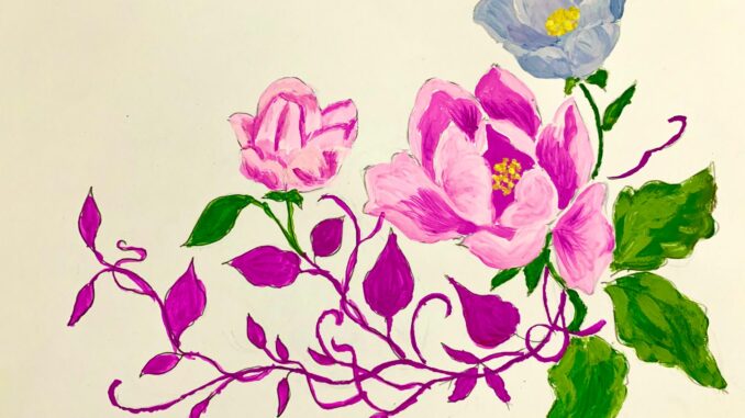 Vẽ hoa mẫu đơn đơn giản đẹp